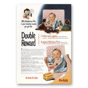 1950 Kodachrome Film Print Ad | Double Reward