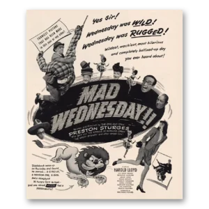 1950 Mad Wednesday Movie Promo Print Ad | Preston Sturges