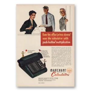 1950 Marchant Calculating Machine Print Ad | Prima Donna