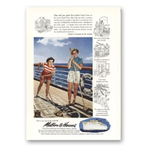 1950 Matson Line Print Ad | Shuffleboard