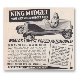 1950 King Midget Print Ad | Automobile