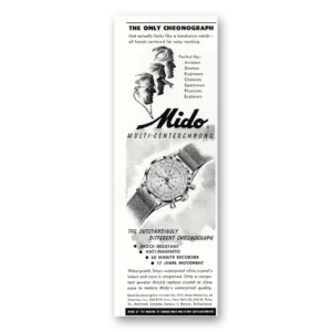 1950 Mido Watch Print Ad | Multi Centerchrono