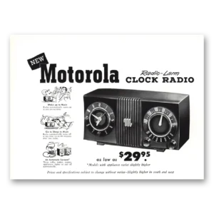 1950 Motorola Radio Print Ad | Clock Radio