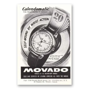 1950 Movado Watch Print Ad | Calendomatic Time