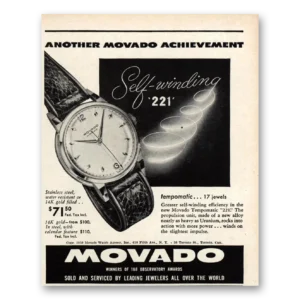 1950 Movado Watch Print Ad | Self Winding
