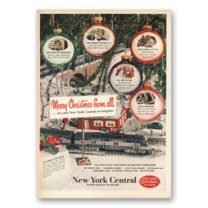 1950 New York Central Print Ad | Merry Christmas From All Overnighter