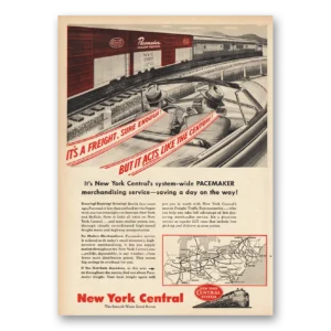 1950 New York Central Print Ad | Freight Sure Enough