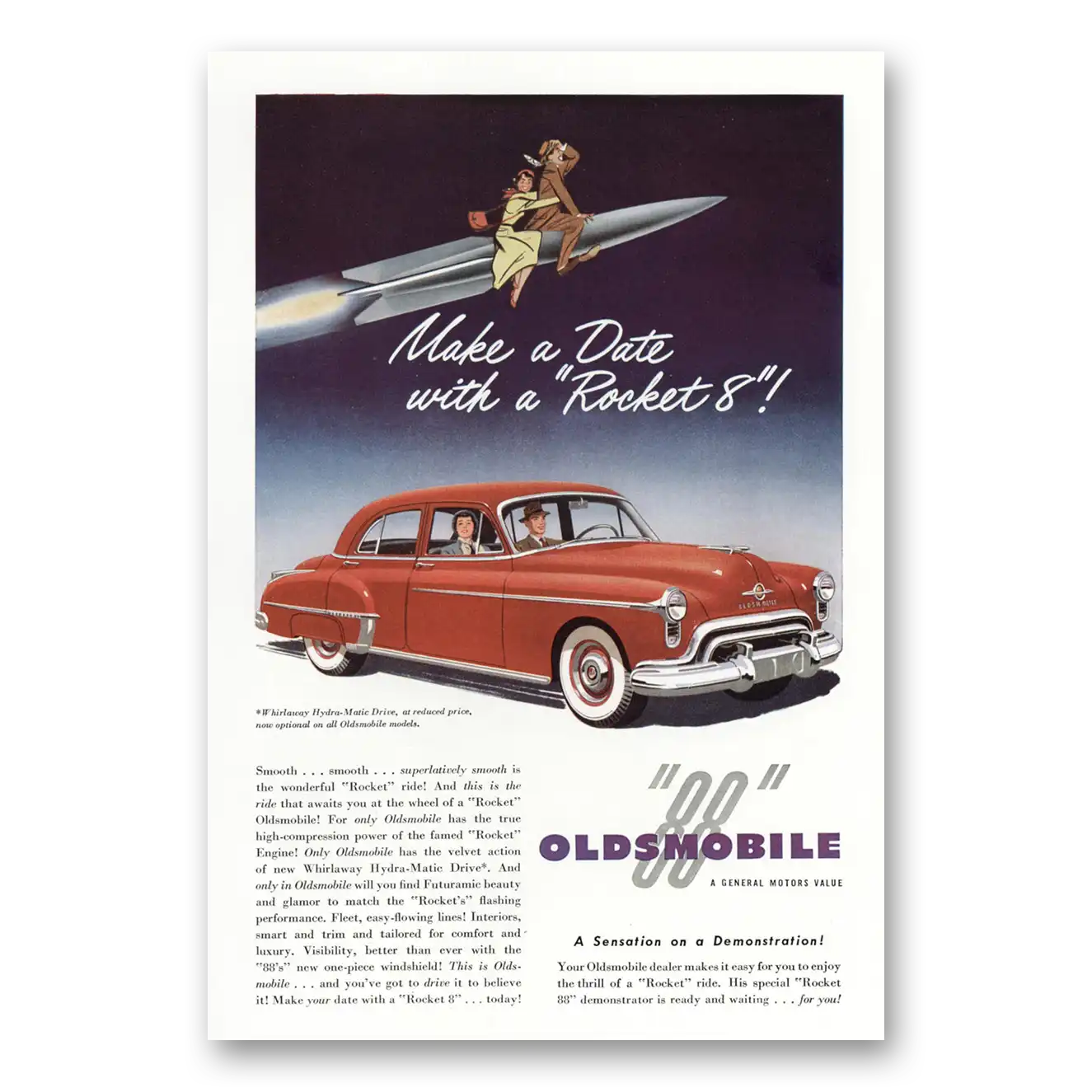 1950 Oldsmobile 88 Print Ad | Rocket 8