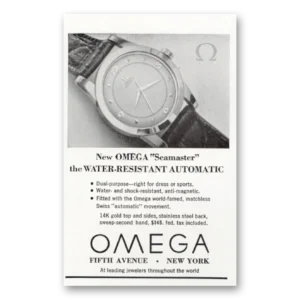 1950 Omega Seamaster Watch Print Ad | Water Resistant