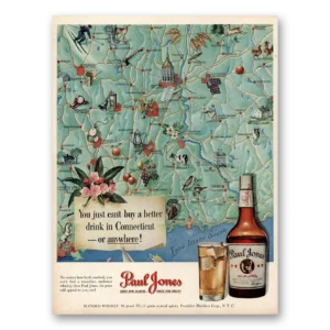 1950 Paul Jones Whiskey Print Ad | Connecticut