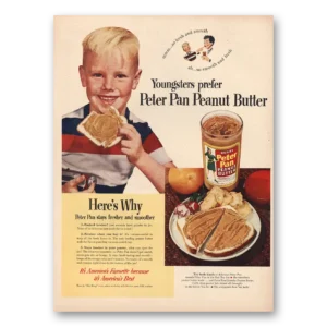 1950 Peter Pan Peanut Butter Print Ad | Youngsters Prefer