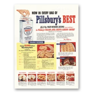 1950 Pillsbury Flour Print Ad | Best Flour Prize Winning Recipes