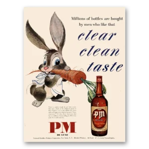 1950 PM Whiskey Print Ad | Millions Bottles