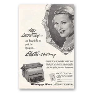 1950 Remington Typewriter Print Ad | Top Secretary