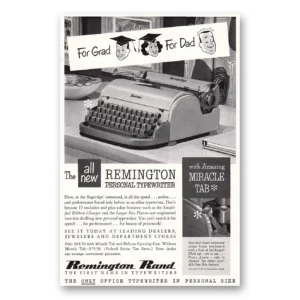1950 Remington Typewriter Print Ad | Personal Typewriter