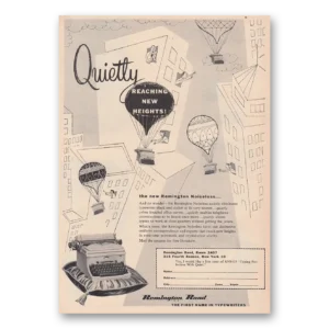 1950 Remington Typewriter Print Ad | Noiseless Typewriter