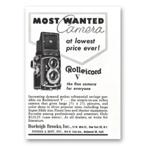1956 Rolleicord Camera Print Ad | Wanted Camera