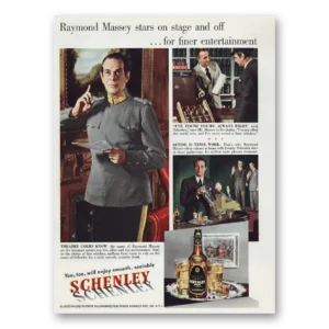 1950 Schenley Whiskey Print Ad | Raymond Massey
