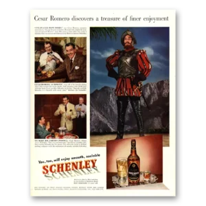 1950 Schenley Whiskey Print Ad | Cesar Romero