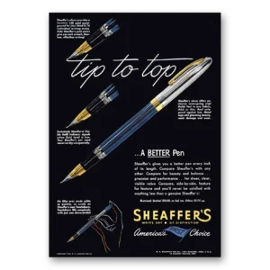 1950 Sheaffer Pen Print Ad | Tip Top