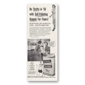 1950 Simoniz Floor Wax Print Ad | Self Polishing
