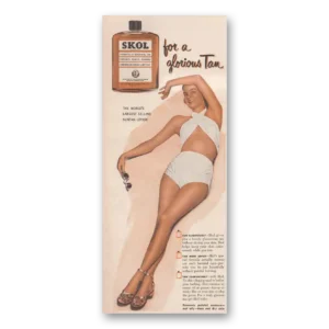 1950 Skol Sun Tan Lotion Print Ad | Glorious Tan