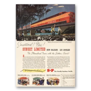 1950 Southern Pacific Print Ad | Sunset Limited New Orleans