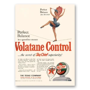 1950 Texaco Sky Chief Gasoline Print Ad | Volatane Control