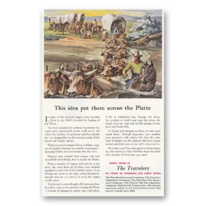 1950 Travelers Insurance Print Ad | Across Platte