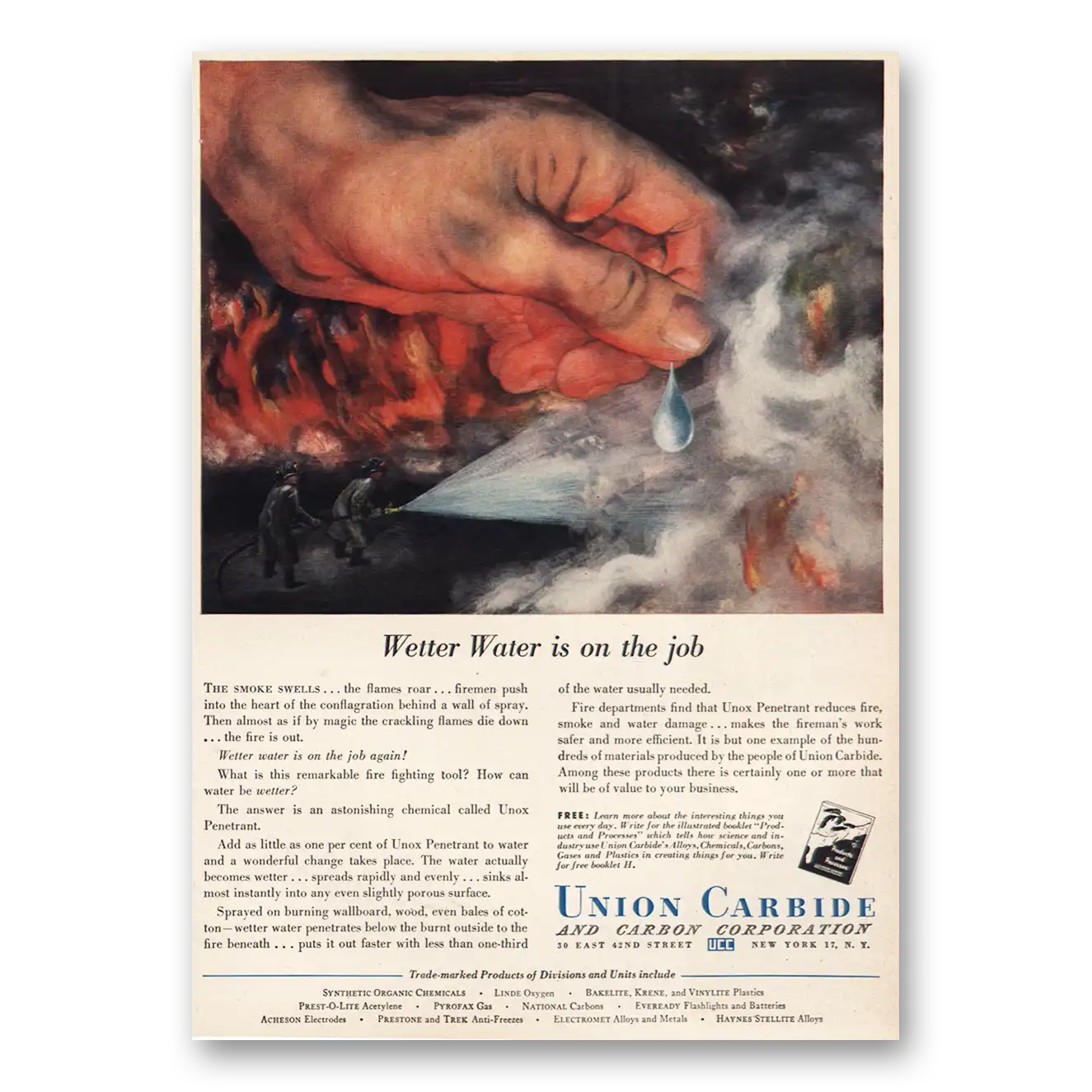 1950 Union Carbide Print Ad | Wetter Water