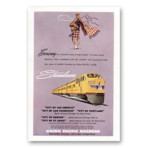 1950 Union Pacific Railroad Print Ad | Economy