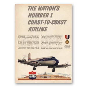 1950 United Airlines Print Ad | Nations Number