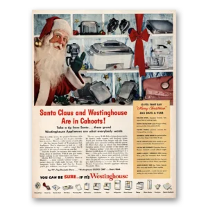 1950 Westinghouse Appliances Print Ad | Santa