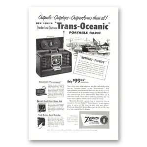 1950 Zenith Radio Print Ad | Outpulls Outplays