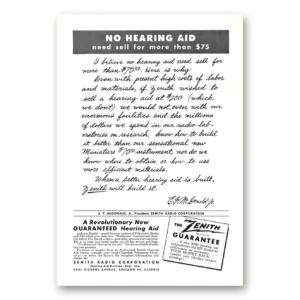 1950 Zenith Hearing Aid Print Ad | More Than 75