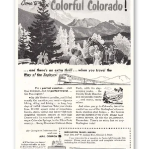 1951 Burlington Route Print Ad | Colorful Colorado