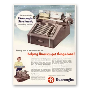 1951 Burroughs Adding Machine Print Ad | Sensimatic Machine
