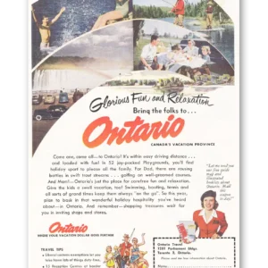 1951 Ontario Canada Print Ad | Glorious Fun