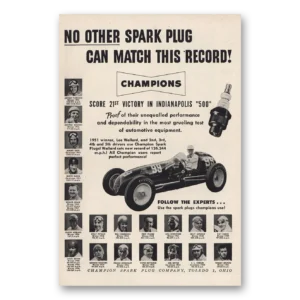 1951 Champion Spark Plugs Print Ad | 21st Victory