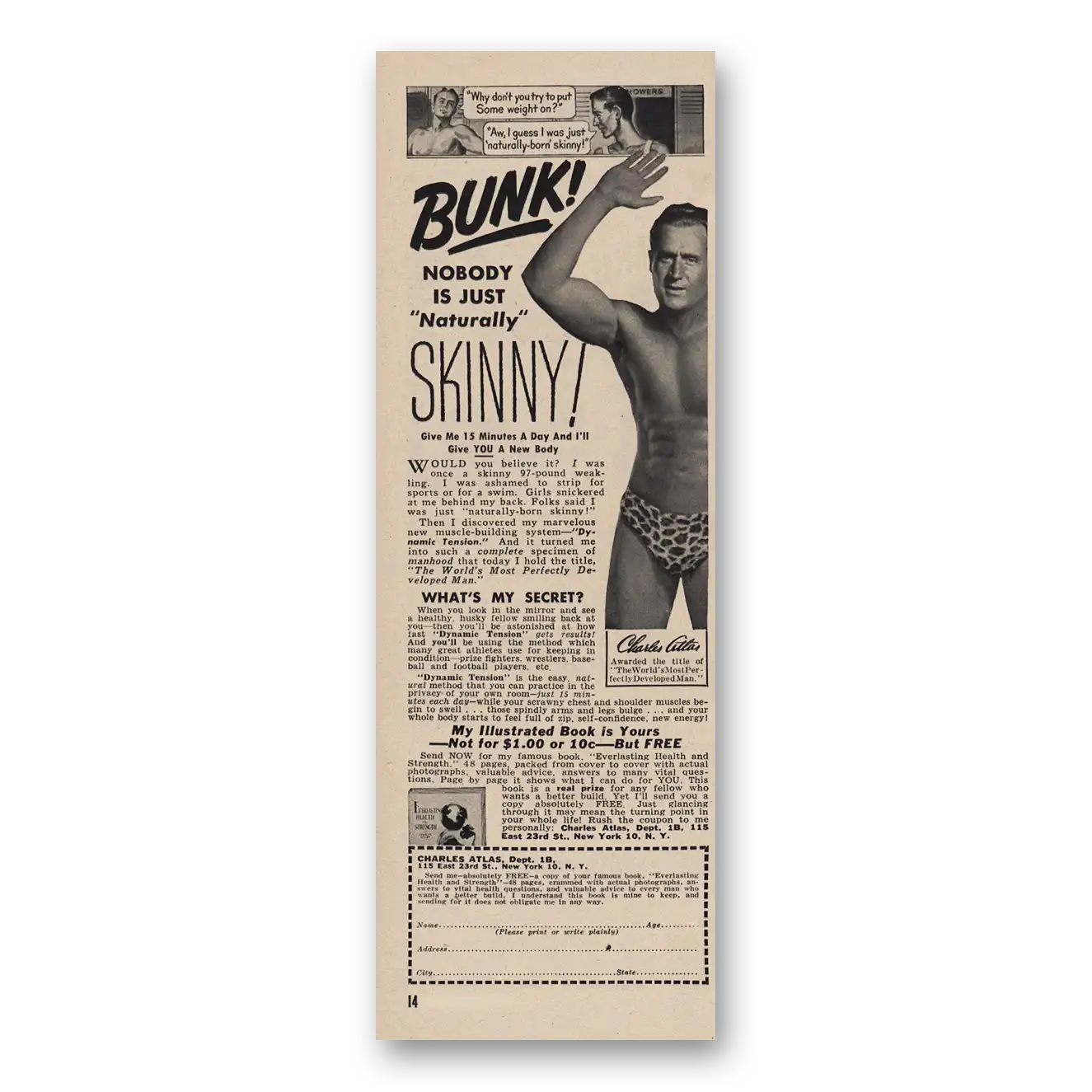 1951 Charles Atlas Print Ad | Bunk