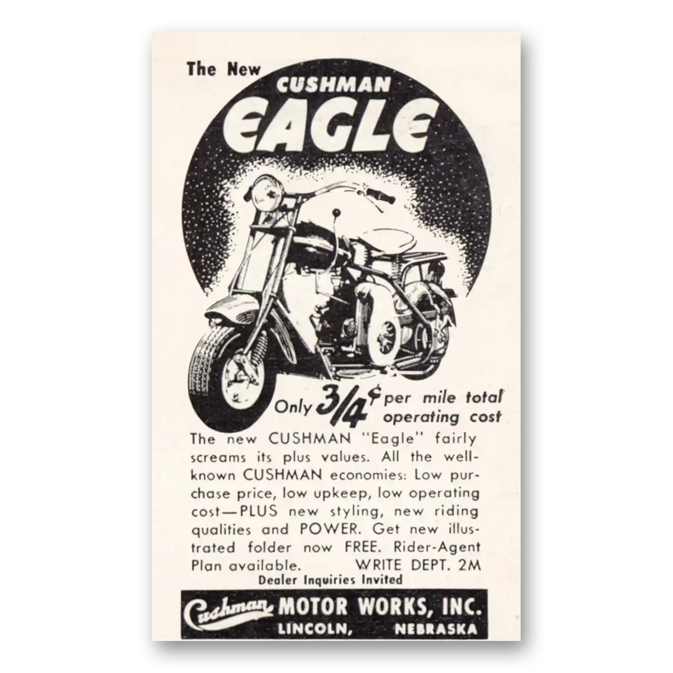 1951 Cushman Eagle Print Ad | Fairly Screams