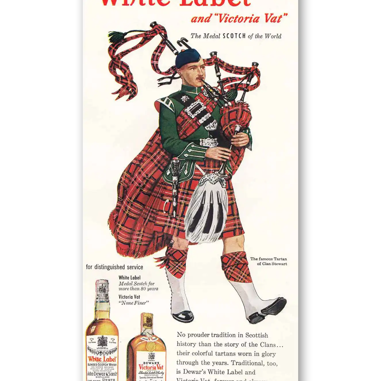 1951 Dewars White Label Print Ad | Victoria Vat