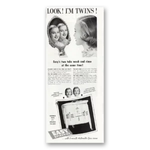 1951 Easy Washing Machine Print Ad | Twins