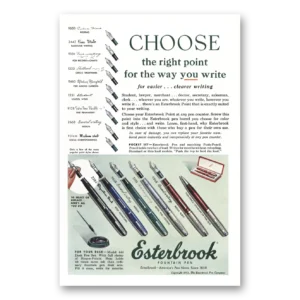 1951 Esterbrook Fountain Pen Print Ad | Choose Right Point