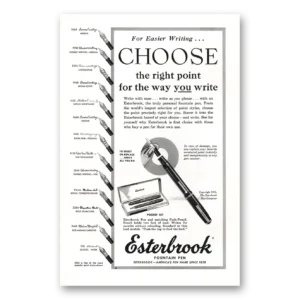 1951 Esterbrook Fountain Pen Print Ad | Right Point