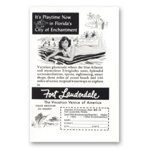 1951 Fort Lauderdale Florida Print Ad | Playtime Now