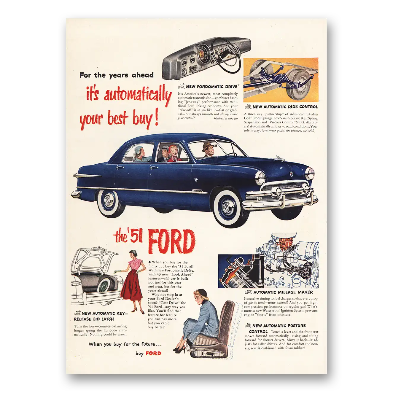 1951 Ford Print Ad | Automatically Best Buy