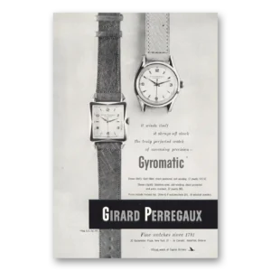 1951 Girard Perregaux Print Ad | Gyromatic Watch
