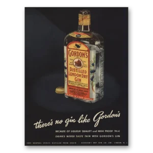 1951 Gordons Gin Print Ad | No Gin Like