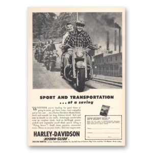 1951 Harley Davidson Print Ad | Sport Transportation